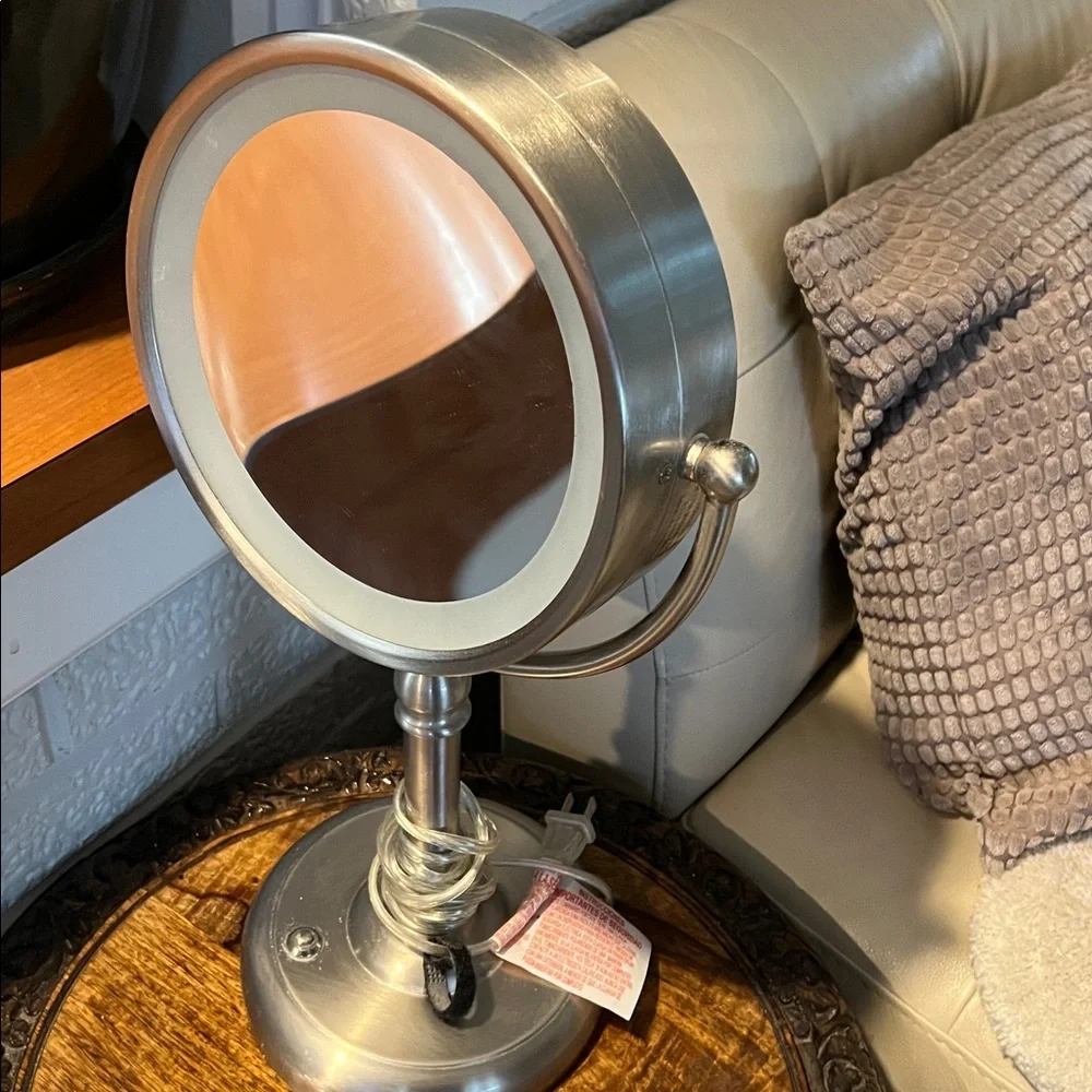 Large Magnifying Elegant Silver Vanity Mirror